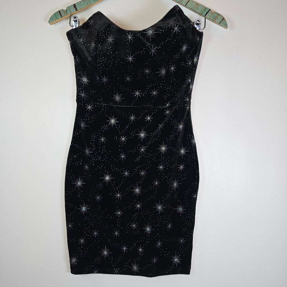 Superdown Stevie Sweetheart Mini Dress in Black Starburst Metallic, S, NWOT - Picture 2 of 5